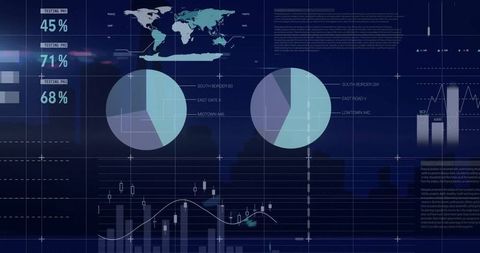Futuristic Data Analytics Interface Over Cityscape Background - Download Free Stock Images Pikwizard.com