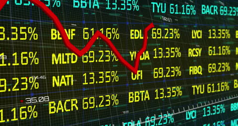 Dynamic Stock Market Data Display with Declining Trend Line