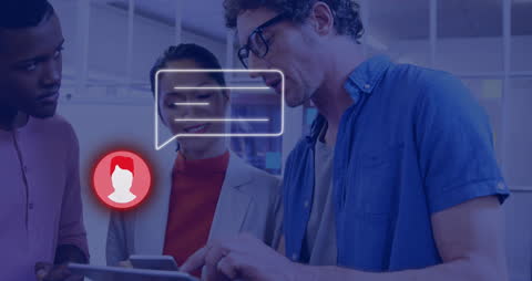 Innovative Business Team Collaborating with Media Icons Animation