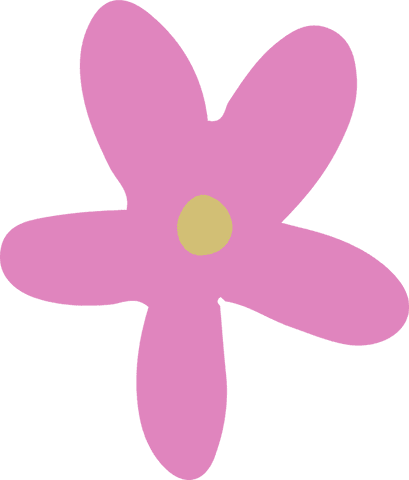Minimalist pink five-petal flower on transparent background