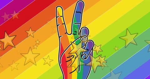 Rainbow Hand Peace Sign with Stars Symbolizing LGBT Pride - Download Free Stock Images Pikwizard.com