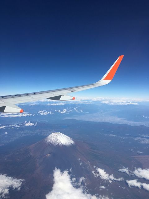 Aerial View of Airplane Wing Flying Over Mount Fuji During Daytime - Download Free Stock Photos Pikwizard.com