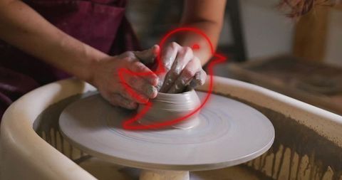 Creative Pottery Designing on Electric Wheel with Neon Art