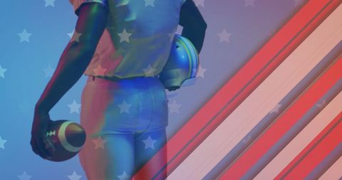 American Football Player with USA Flag Background