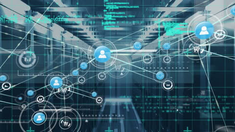Global Network Connections in Futuristic Server Room