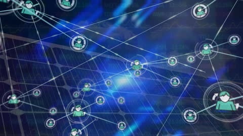 Digital Network Connections Overlaying Solar Panel Background