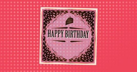 Happy birthday card with chocolate cake icon and vintage design