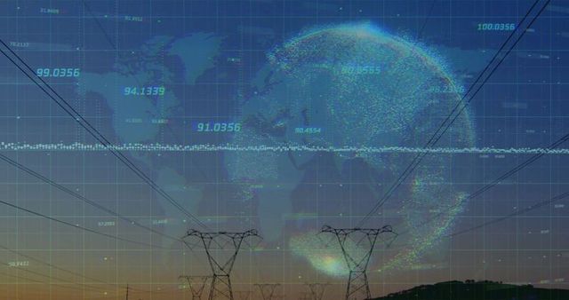 Digital globe with power lines: infrastructure and emerging technologies