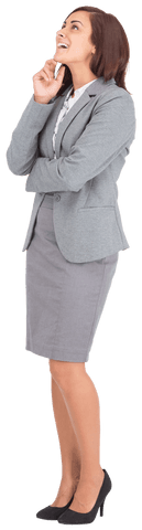 Confident businesswoman daydreams on transparent background