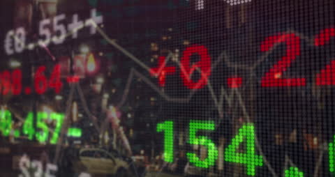 Digital Financial Data Displayed Over City Seen Through Overlay