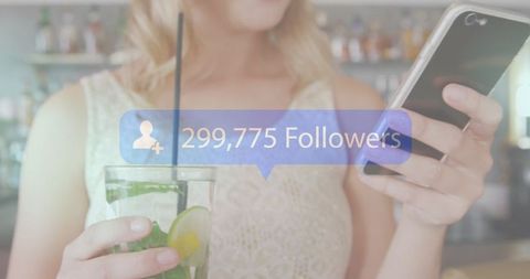 Social media engagement concept with female influencer