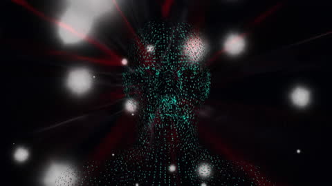 Digital Head Model with Sci-Fi Light Effects Symbolizing Technology