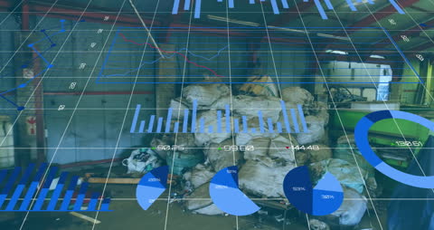 Scrapyard with Digital Data Overlay Showcasing Statistics