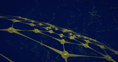 Futuristic Yellow Network Structure with Digital Glitch Effect