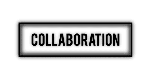 Transparent collaboration text illustration for teamwork concepts