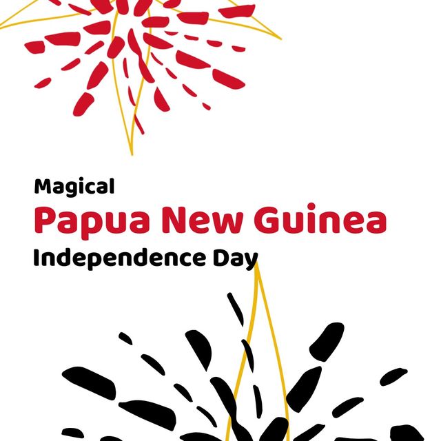 Background with festive fireworks illustrating Papua New Guinea Independence Day. Great for use in digital and print media to celebrate and promote national pride and heritage. Ideal for creating banners, posters, social media posts, and event invitations.