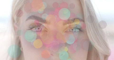 Artistic Female Portrait with Pastel Circle Overlays