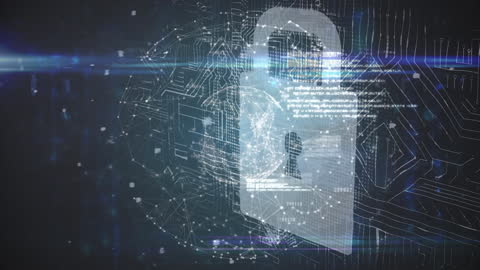 Digital Padlock Overlay on Circuit Globe Concept