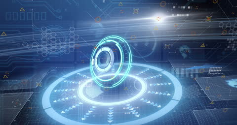 Digital Interface with Futuristic Technology Circles