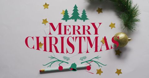 Festive Merry Christmas Greeting Card with Decorations