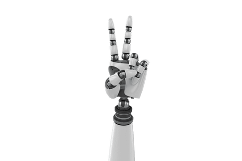 transparent robot hand displaying victory sign modern ai illustration - Download Free Stock Videos Pikwizard.com