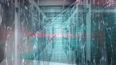 Futuristic Digital Data Flow in Server Room