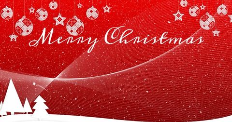 Festive Red Background with Merry Christmas and Ornaments - Download Free Stock Images Pikwizard.com