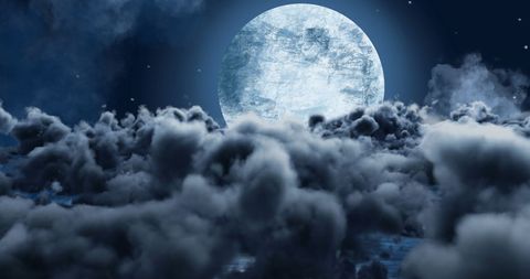 Mysterious Full Moon Behind Dark Clouds Night Scene - Download Free Stock Images Pikwizard.com