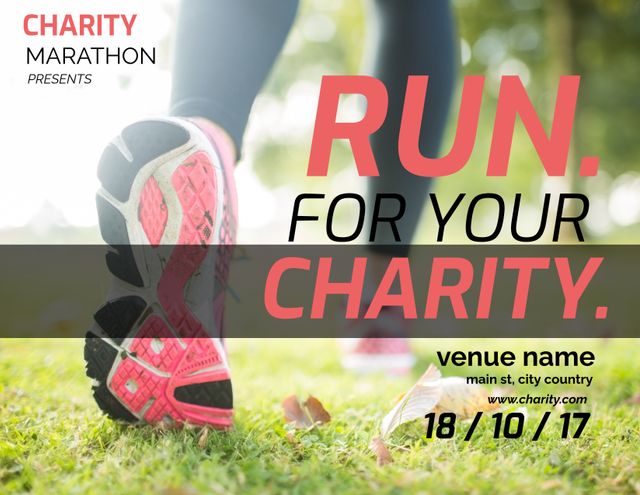 Charity Marathon Poster with Running Shoes - Download Free Stock Templates Pikwizard.com