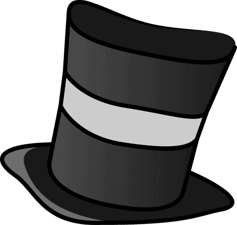 Stylized vintage top hat on transparent background