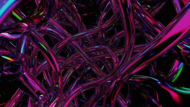 Intricate metallic neon tubes creating futuristic digital art