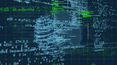 Abstract Digital Code with Globe Visualization Repeated Display