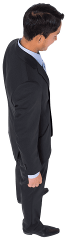 Transparent Rear View of Asian Businessman Isolated in Formal Suit