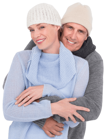 cozy couple wearing knitted sweaters and hats transparent background - Download Free Stock Videos Pikwizard.com