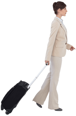caucasian businesswoman traveling with luggage on transparent background - Download Free Stock Videos Pikwizard.com