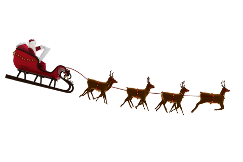 santa claus riding sleigh with reindeer on transparent background - Download Free Stock Videos Pikwizard.com