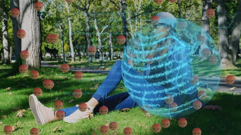 Augmented Reality in Nature: Woman Combining Technology and Leisure