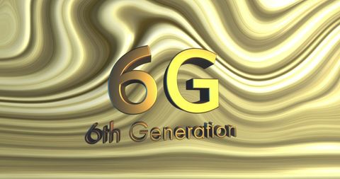 6g technology concept on glamorous golden background