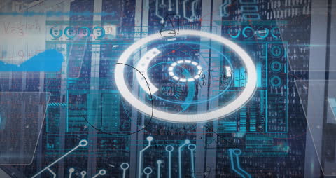 Futuristic Digital Data Visualization in Server Environment