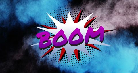 Dynamic comic book exclamation: boom in bold colors