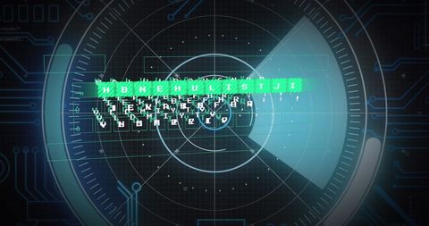Futuristic Data Processing Interface with Radar Scope