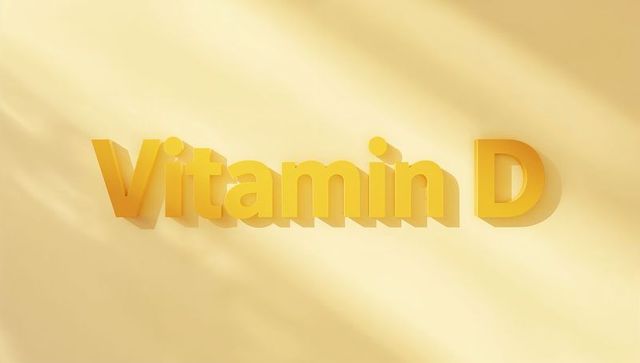 Bold 3d yellow vitamin d typography with sunlit gradient and soft shadows