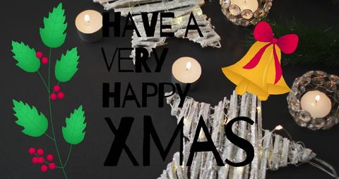 Festive christmas greeting card with decorations and candles