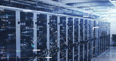 Server Room with Overlay of Data Processing Elements - Download Free Stock Images Pikwizard.com