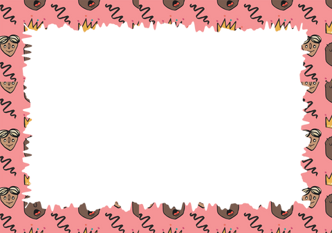 Creative frame with faces pattern on transparent background