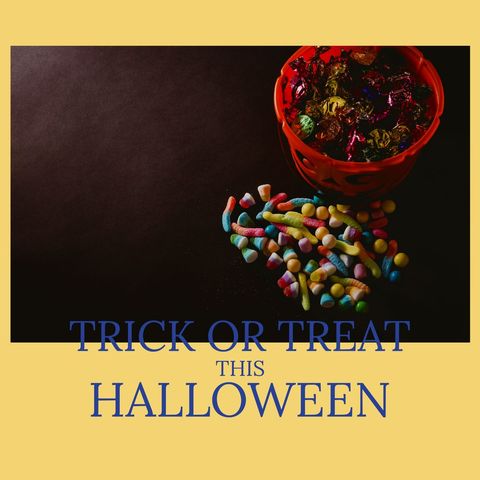 halloween candy bucket with 'trick or treat' sign - Download Free Stock Templates Pikwizard.com