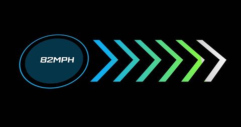 Digital speedometer interface on black background