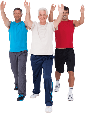 group of fit men stretching arms together transparent - Download Free Stock Videos Pikwizard.com