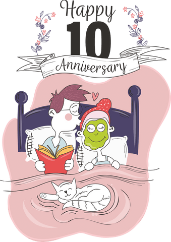 festive transparent 10th anniversary couple illustration with cat - Download Free Stock Videos Pikwizard.com