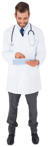 Transparent Image of Doctor Using Tablet with Smart Look - Download Free Stock Videos Pikwizard.com